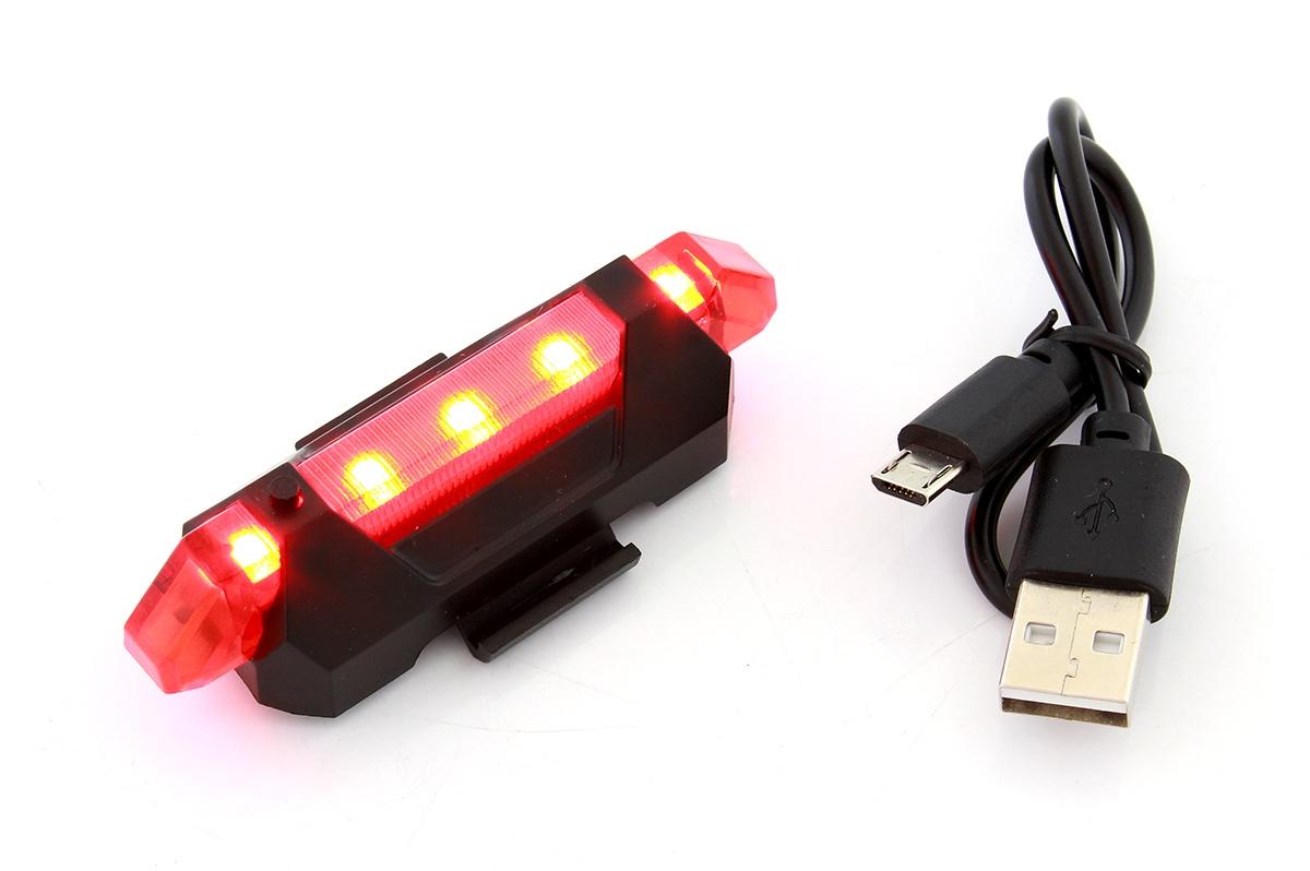 LED21 ZD41A LED Svítilna na kolo zadní, USB, 5xLED